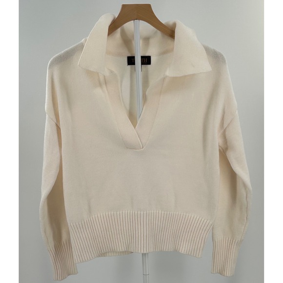 Truth By Republic Sweaters - Truth by Republic Cream V-Neck Polo Collar Knit Sweater Womens XS Off White